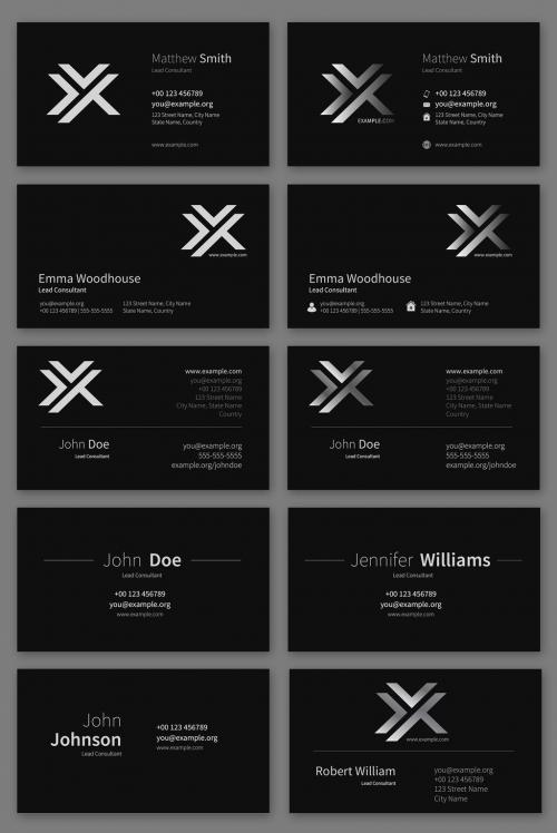 Simple Black Business Card Set - 442788229