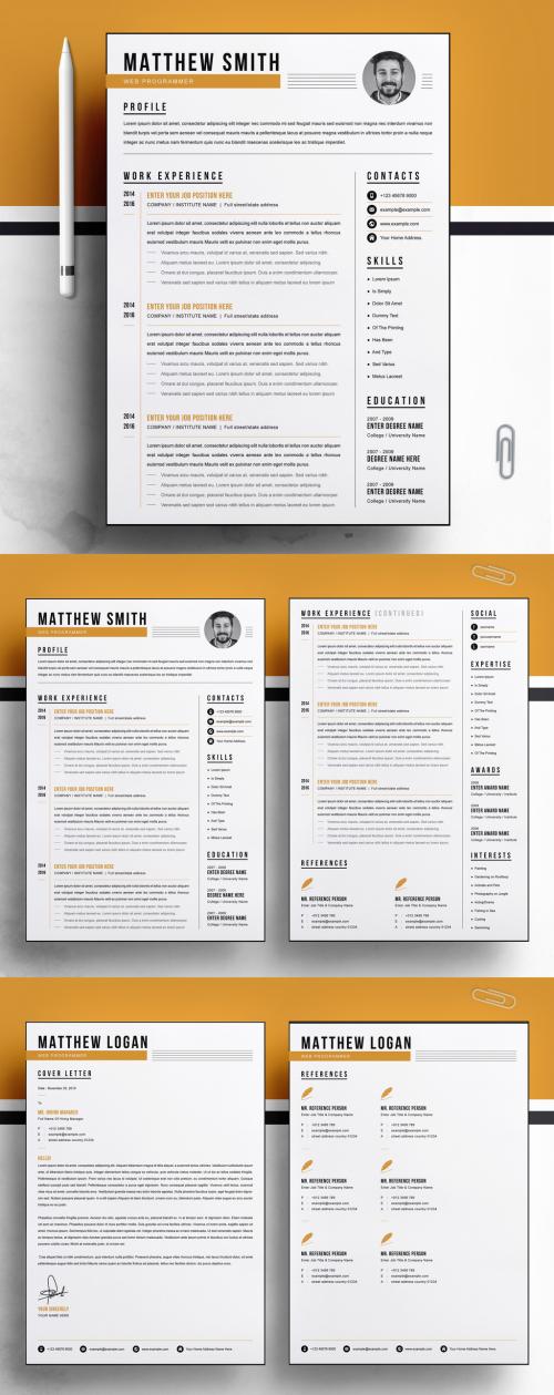 Resume Layout with Black and White - 442804128
