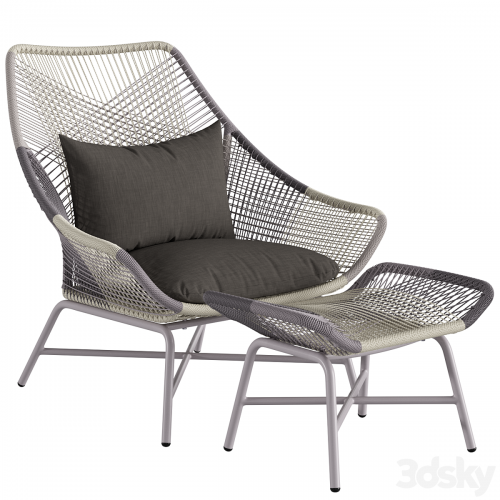 West Elm Huron Outdoor Lounge Chair Large and Ottoman