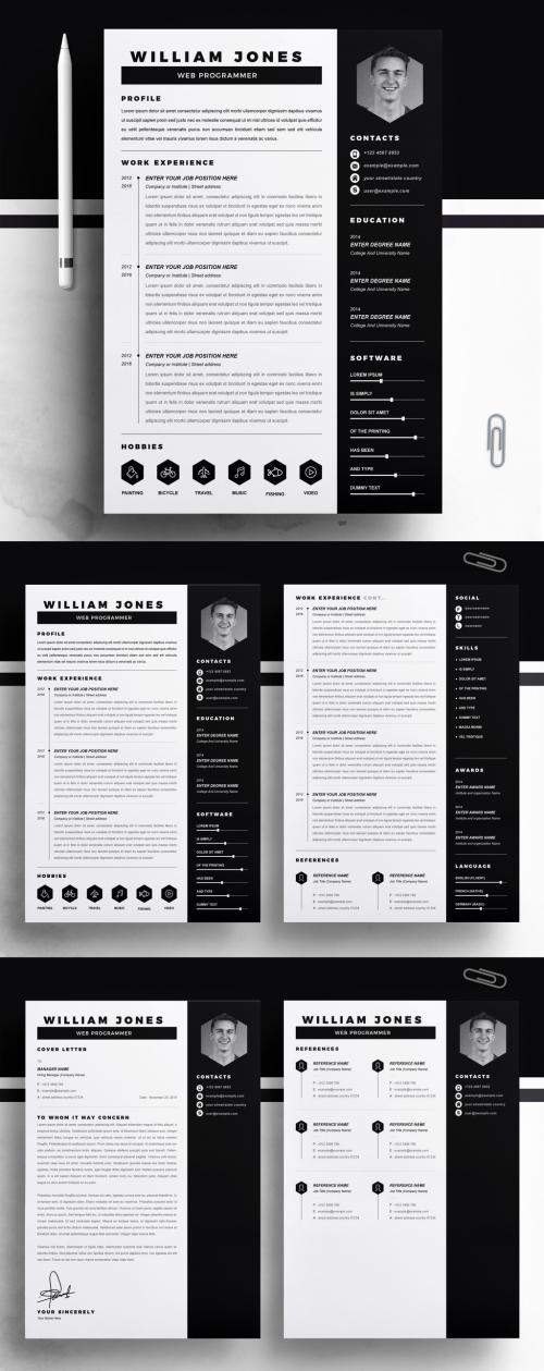 Resume Layout with Dark Orange Accents - 442804138