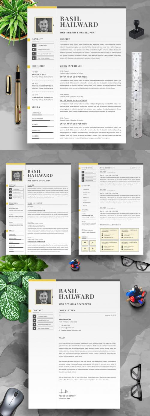 Professional Resume Layout with Photo - 442804145