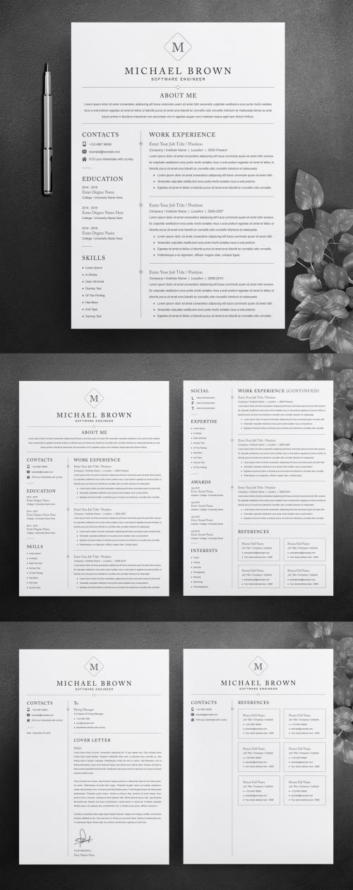 Clean Resume Layout with Cover Letter - 442804152
