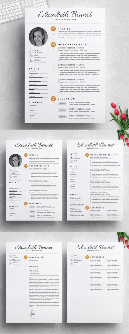 Professional Resume Layout with Photo - 442804156