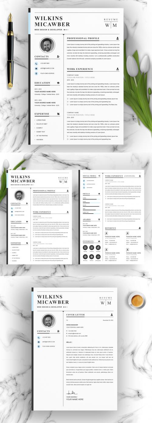 Creative Resume Layout with Photo - 442804170