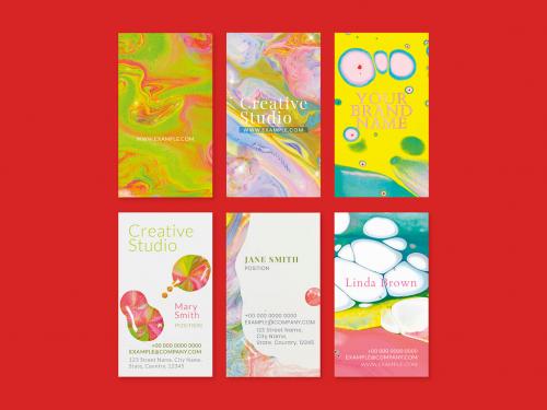 Colorful Marble Business Card Layout - 442933870