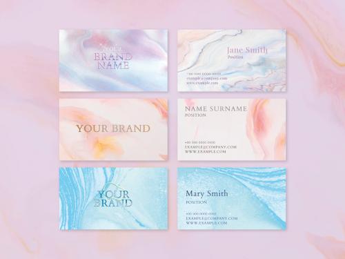 Marble Business Card Layout in Colorful Style Set - 442933895