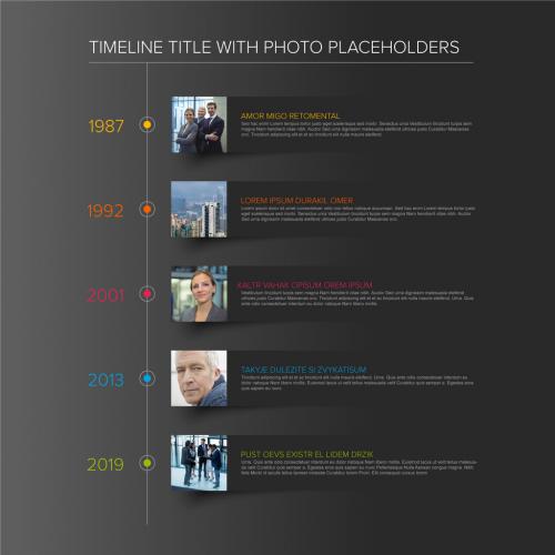 Simple Dark Minimalistic Square Photo Timeline Layout - 442936984