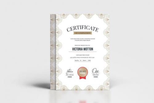 Classic Certificate with Golden Frame for Illustration in Portrait A4 Layout - 442941283