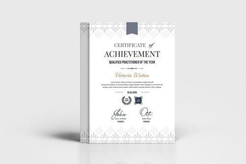 Classic Certificate with Grey Border in A4 Portrait Layout  - 442941287