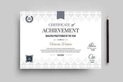 Classic Certificate with Grey Border in A4 Landscape Layout  - 442941303