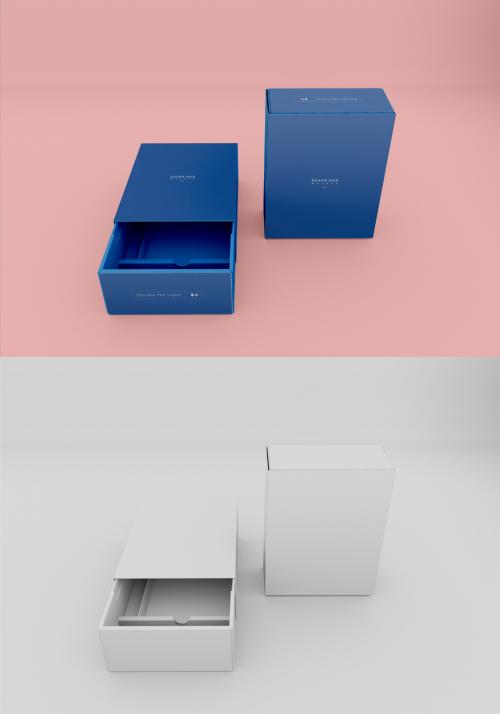 Two Square Paper Box Mockup - 442971065