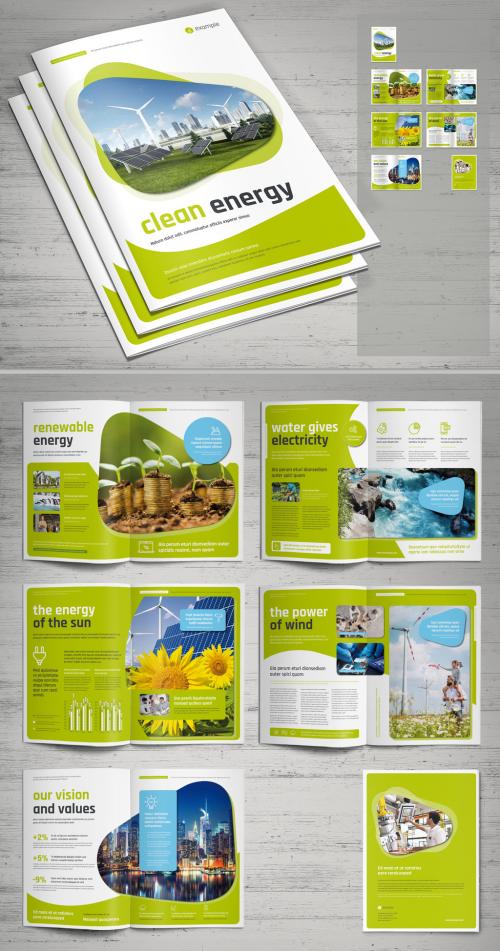 Energy Eco Brochure Template in White and Green - 442974250