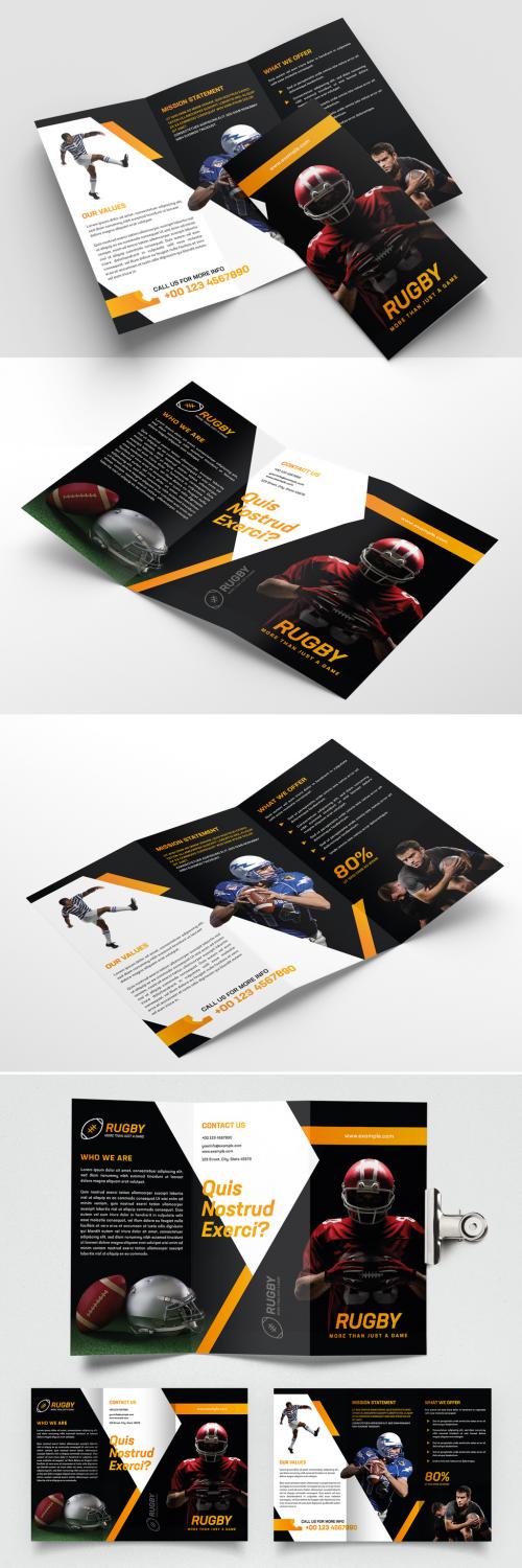 Rugby Sport Brochure Layout with Orange Accents - 442976356