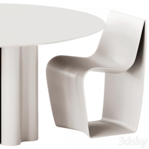 Saba Italia Teatro Magico Round Dining Table and MDF Italia Sign Matt Chair