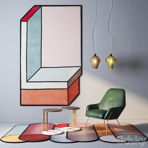 cc-tapis rugs, Foscarini Diesel lamps, ASIA Leather armchair