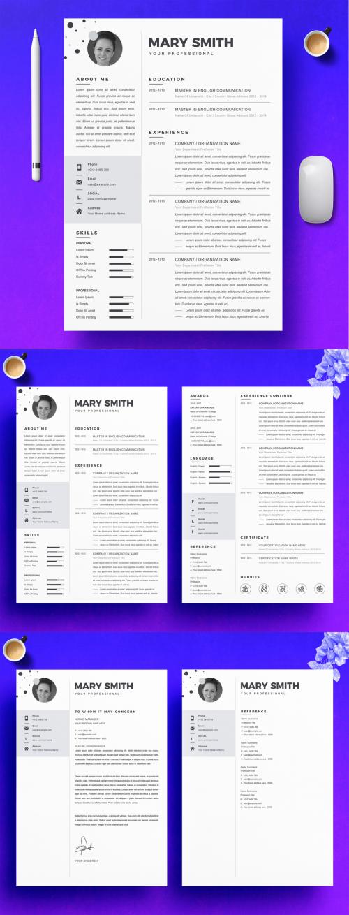 Black Minimal Resume with Cover Letter - 445633907