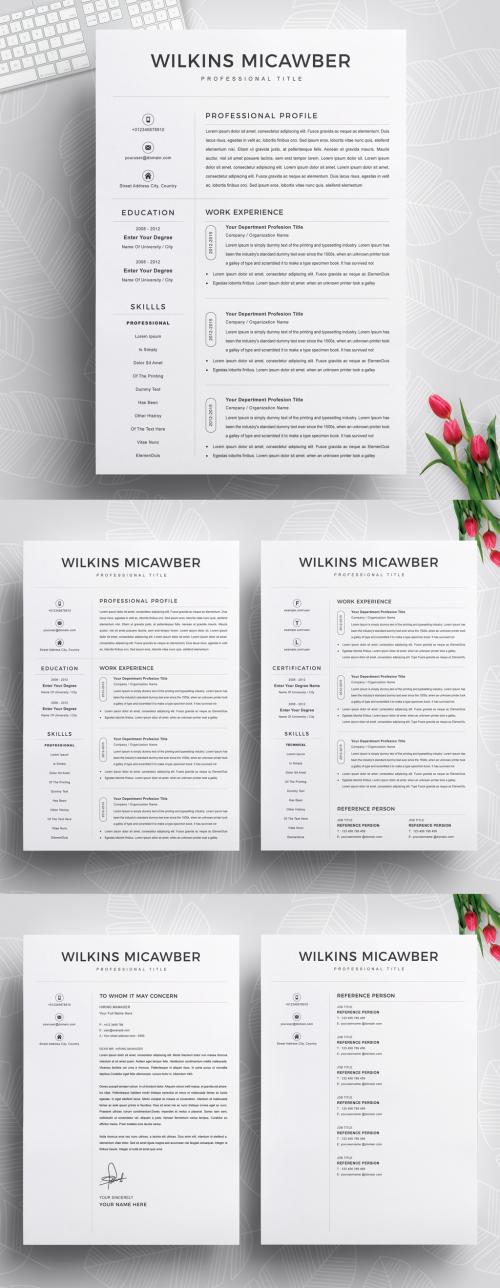 Creative Resume Layout with Photo - 445633909