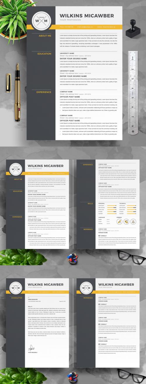 Resume Layout with Dark Orange Accents - 445633914