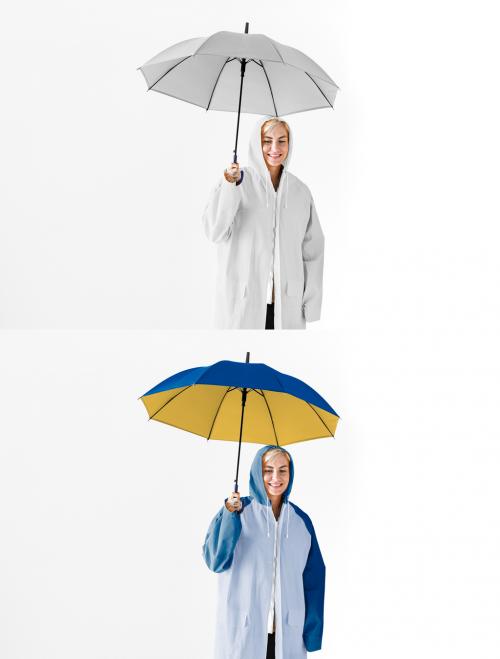 Editable Umbrella and Raincoat Mockup - 445639493