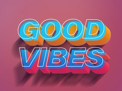 Colorful Vintage Eighties Vibes 3D Text Effect Style Mockup - 445643388