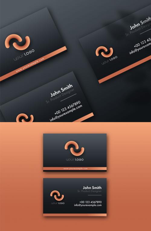 Corporate Business Card with Peach Background - 445645888