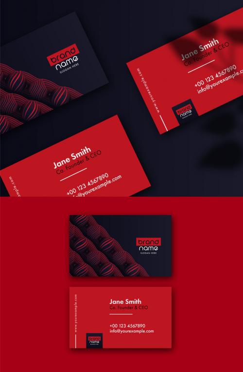 Modern Business Card in Blue and Red Color - 445645892