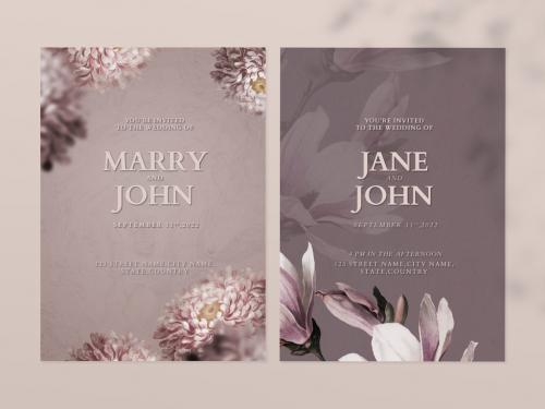 Editable Invitation Card Layout with Floral Wedding  - 447310396