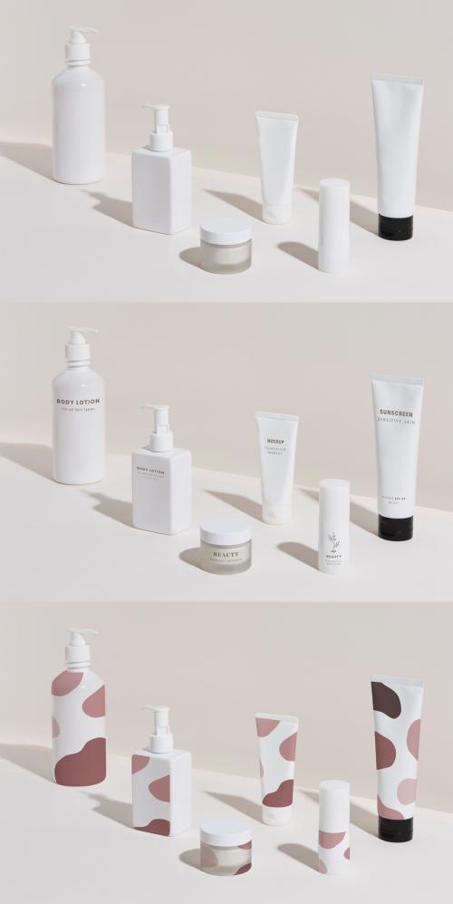 White Beauty Products Packaging Mockup Set - 447310456