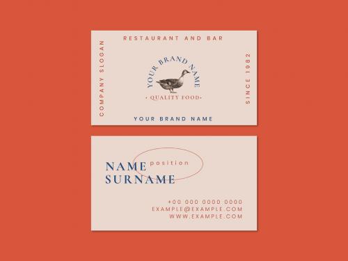 Business Card Layout for Restaurant in Vintage Design - 447310464