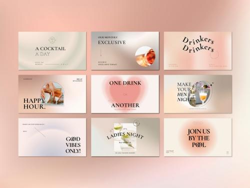 Business Card Layout with Line Art Logo Set - 447310526