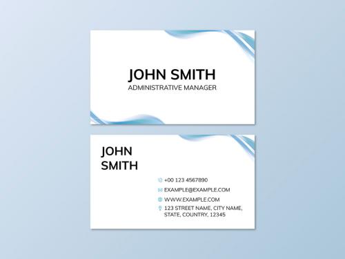 Editable Business Card in White and Blue Design - 447310551