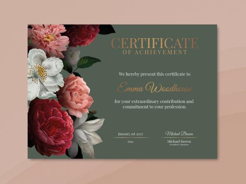 Vintage Floral Certificate Layout in Luxury Style - 447310603