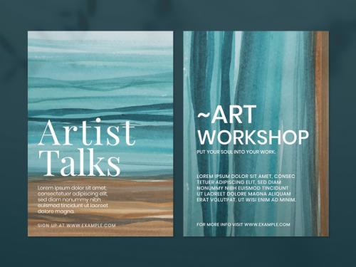 Artist Talks Watercolor Poster Layout - 447779503