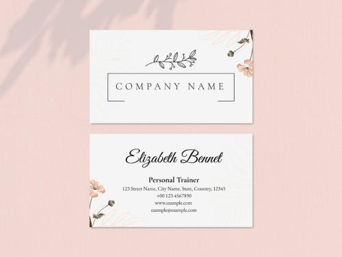 Editable Business Card Layout in Feminine Botanical Design - 447779539