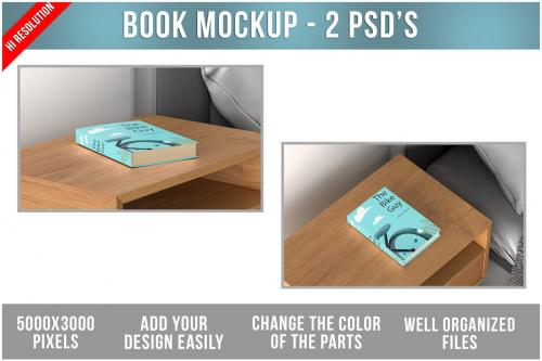 Book on the bedside table Mockup