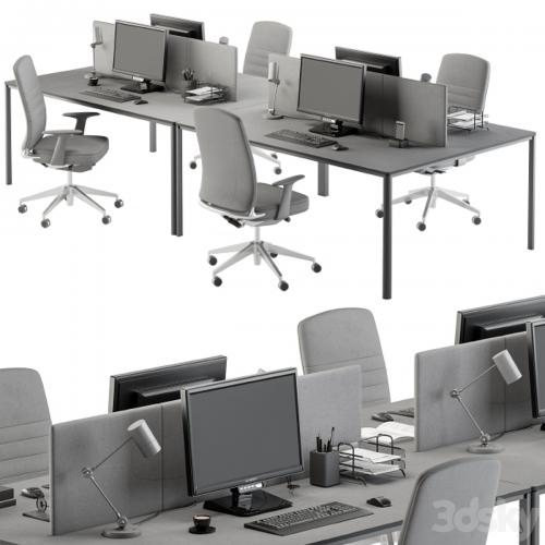 employee Desk Gray Set - Office Furniture 237