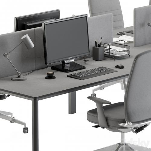 employee Desk Gray Set - Office Furniture 237