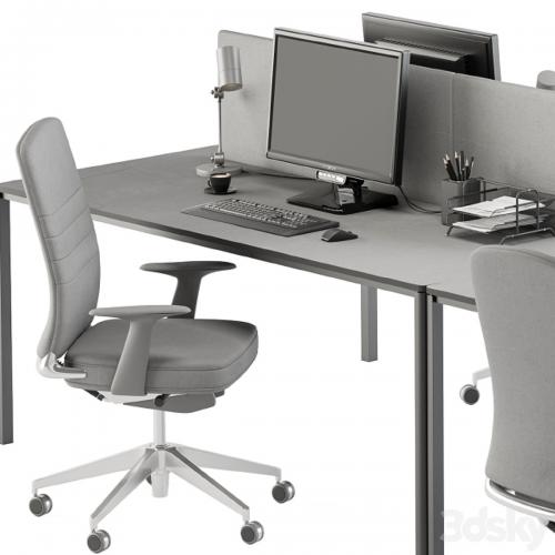 employee Desk Gray Set - Office Furniture 237