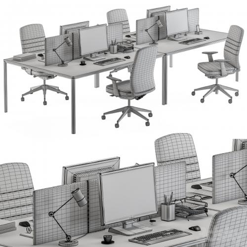 employee Desk Gray Set - Office Furniture 237