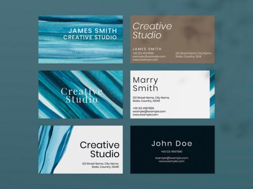 Business Card Layout Ombre Watercolor Design - 447779550