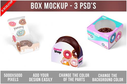 Box With Donut Mockup
