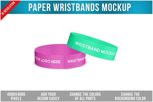 Paper Wristbands Mockup