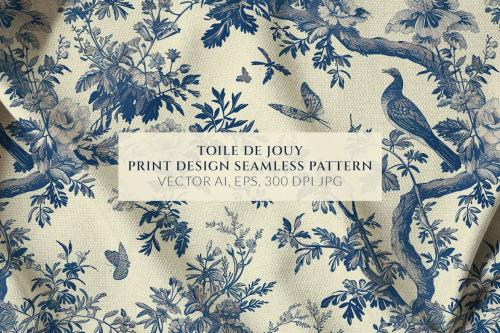 Toile De Jouy Vintage Floral Seamless Pattern