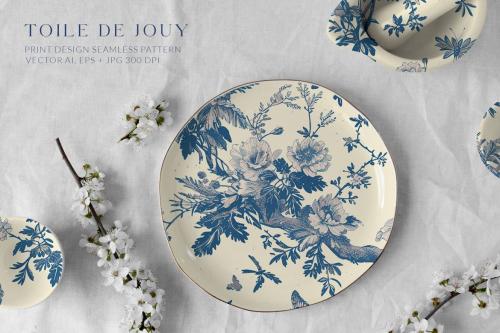 Toile De Jouy Vintage Floral Seamless Pattern