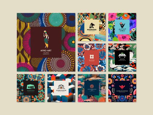 Ethnic Pattern Layout with Minimal Logo Set - 447779575