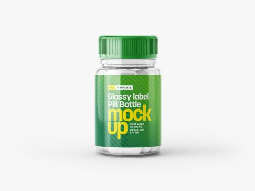 Transparent Pill Bottle Mockup - 447783405