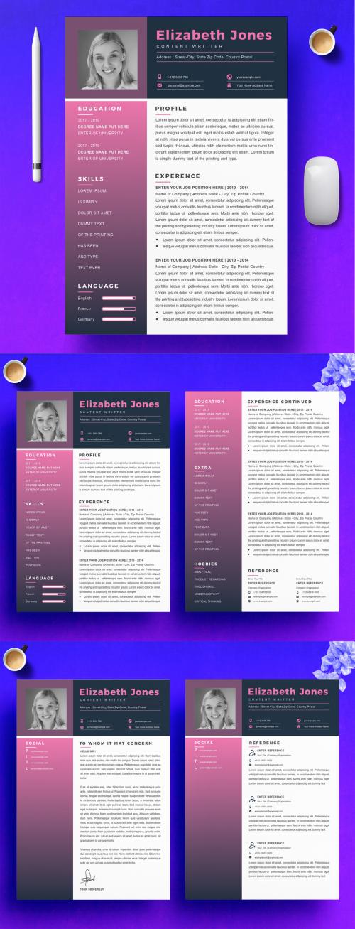 Elegant Black and White Resume Layout - 447787600