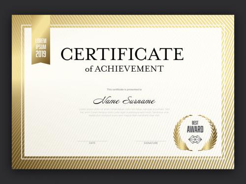 Horizontal Certificate Layout with Golden Elements - 447788360