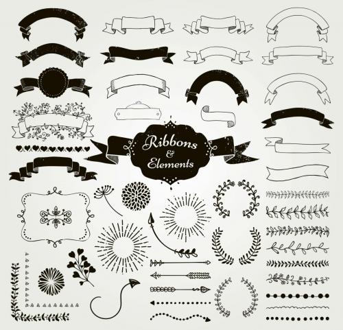 Drawn Ribbons and Design Elements