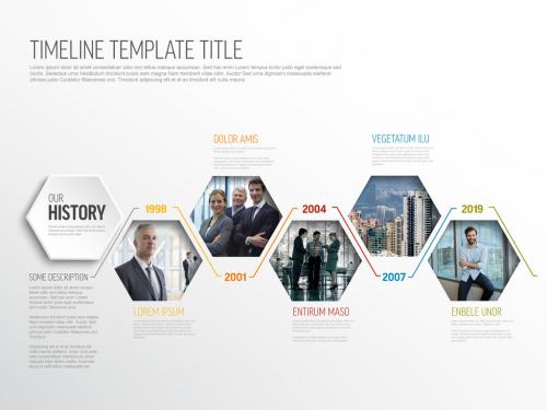 Hexagon Photo Placeholders Timeline Layout - 447788364